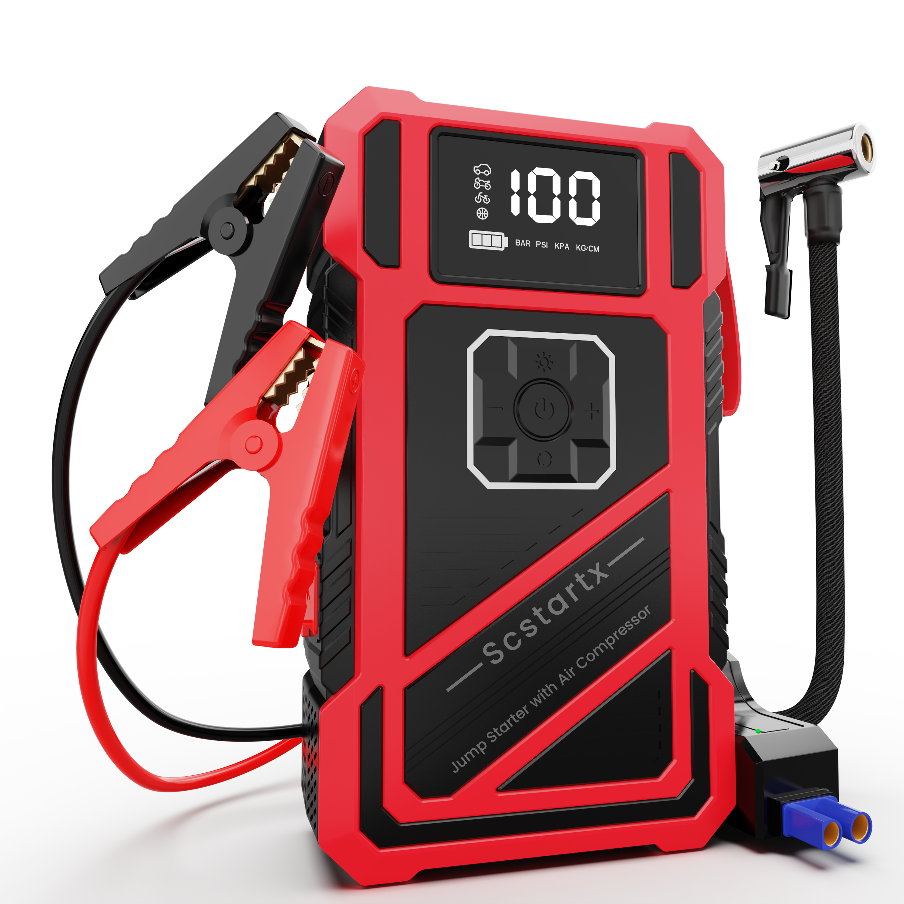 3000A Peak Car Jump Starter with 150PSI Air Compressor – Smart Jump Cable, LED Flashlight & USB Charger, 12V Emergency Starter for Vehicles up to 10L Gas & 8L Diesel