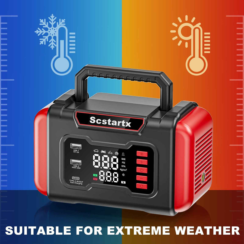 Scstartx Portable Car Jump Starter Air Compressor 150 PSI Tire Inflator for Auto
