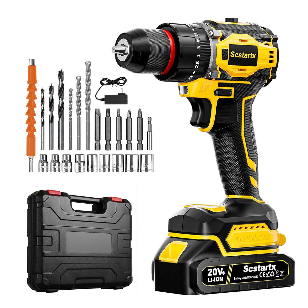 20V Cordless Brushless Drill Driver 24-Piece Compact Kit 2.0Ah-70Nm