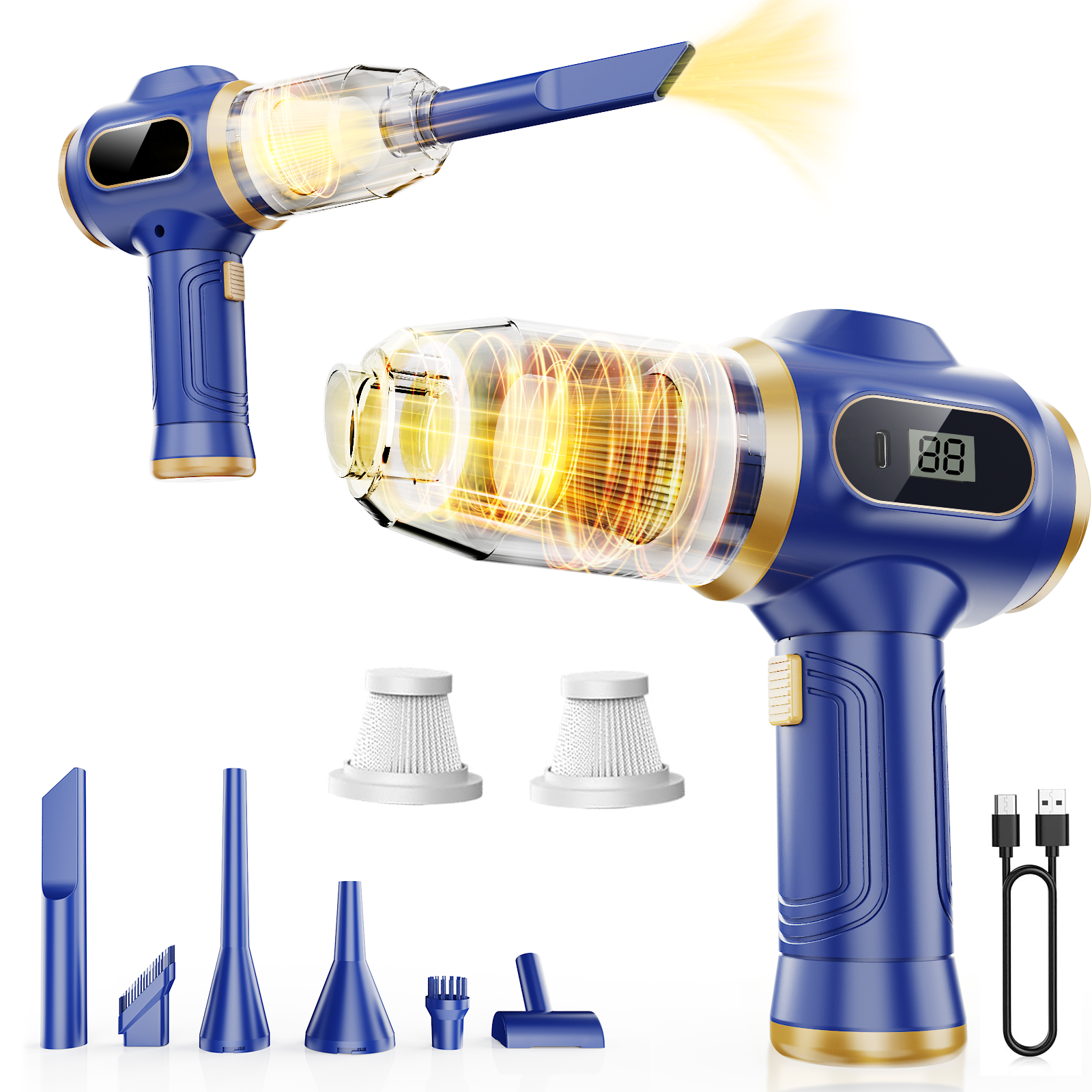 Portable Car Vacuum Cleaner Cordless Mini Handheld Vacuum LCD Display