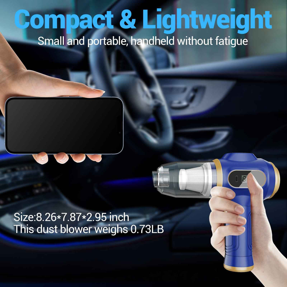 Car Vacuum Portable 17000Pa Cordless Mini Handheld Vacuum LCD Display