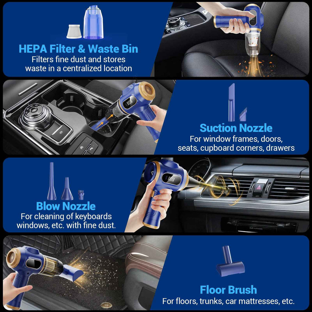 Car Vacuum Portable 17000Pa Cordless Mini Handheld Vacuum LCD Display